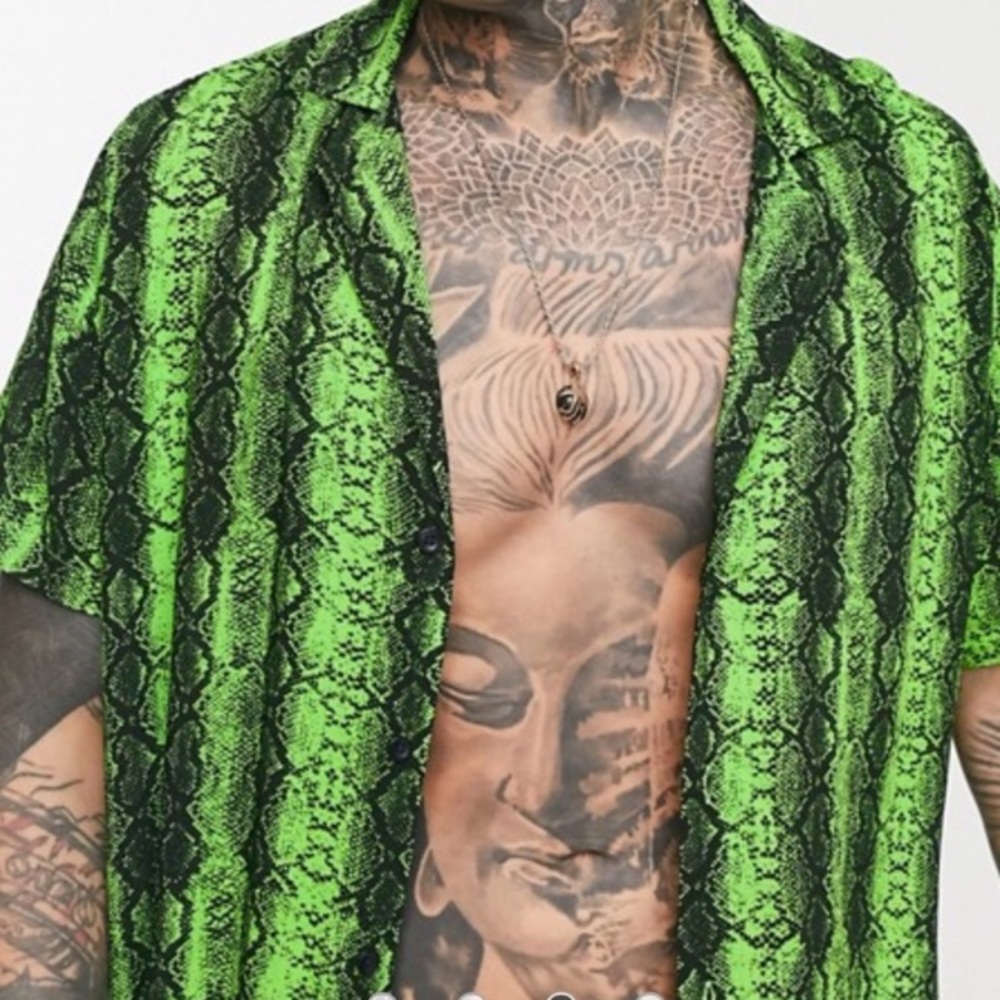 Asos Shirt Button Down Snake Print Medium - Picture 1 of 16